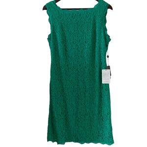 Adrianna Papell NEW Sleeveless Lace Dress In Emerald Green Size 14